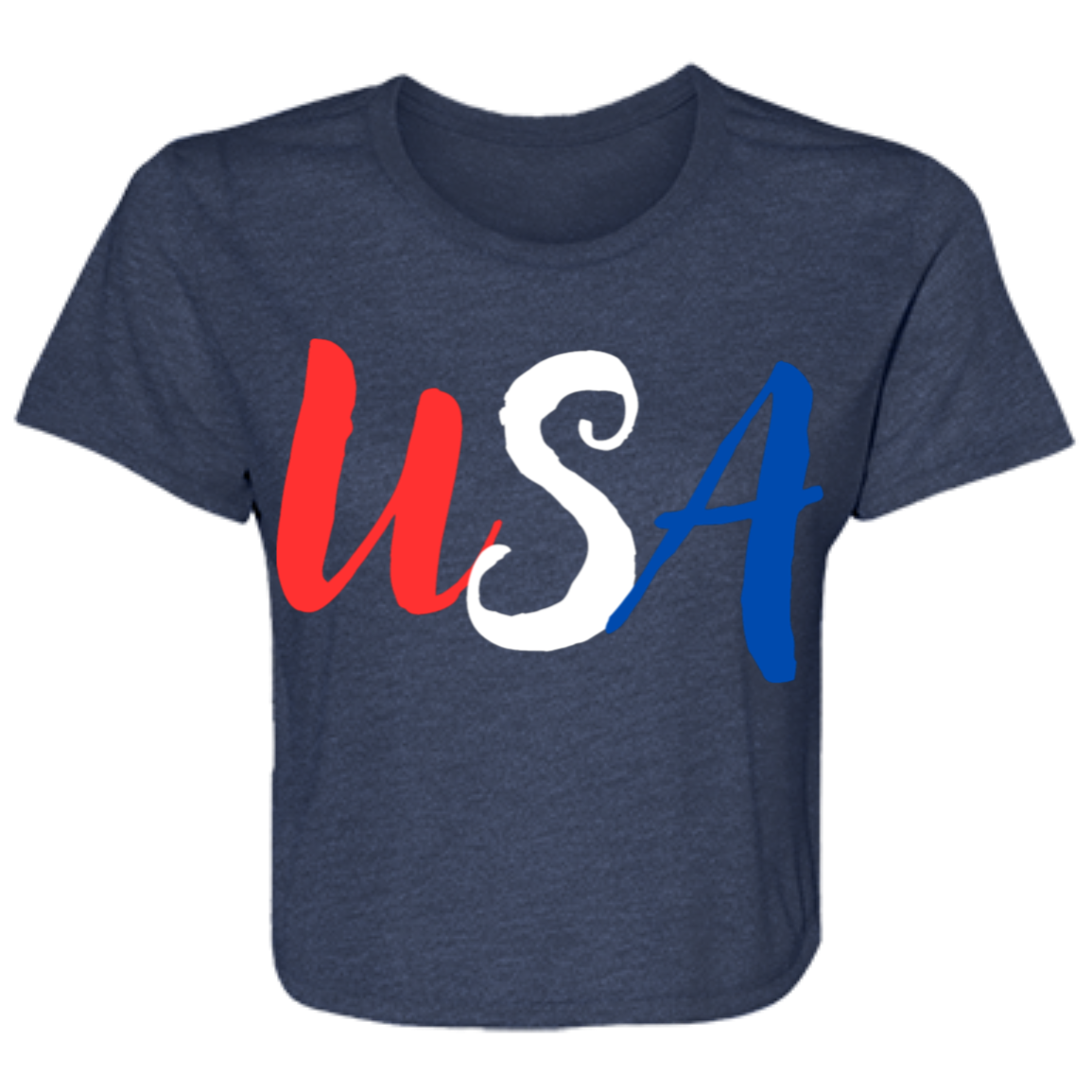 Women's USA  Flowy Cropped Tee (5 Colors)