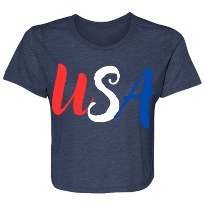 Women's USA  Flowy Cropped Tee (5 Colors)