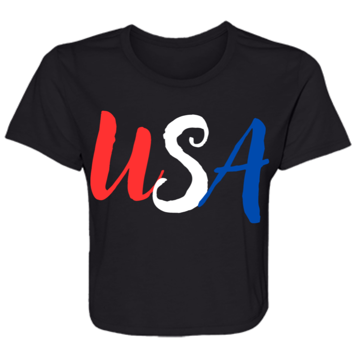 Women's USA  Flowy Cropped Tee (5 Colors)