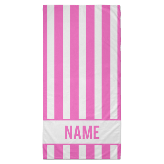 Personalized Striped Beach Towel Pink