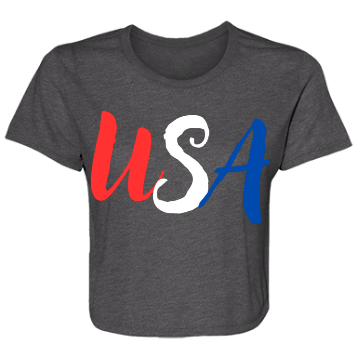 Women's USA  Flowy Cropped Tee (5 Colors)