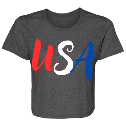 Women's USA  Flowy Cropped Tee (5 Colors)