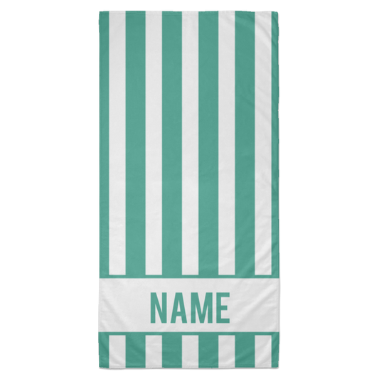 Personalized Striped Beach Towel Mint