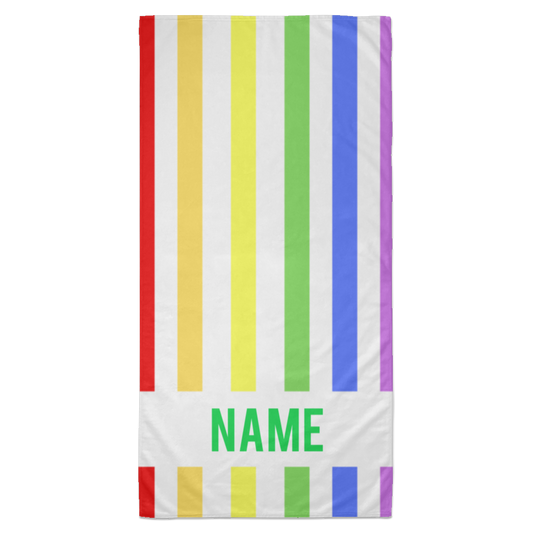 Personalized Striped Beach Towel Rainbow