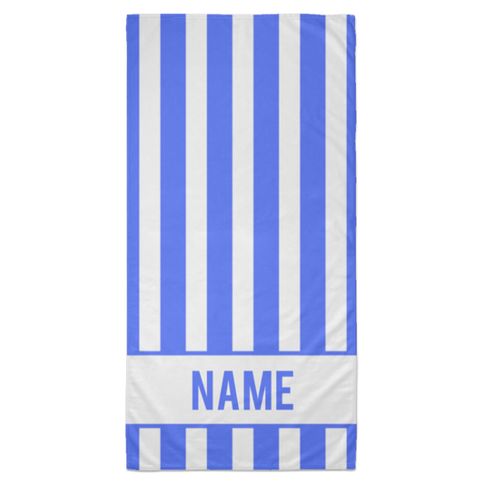 Personalized Striped Beach Towel Blue