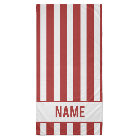 Personalized Striped Beach Towel Red