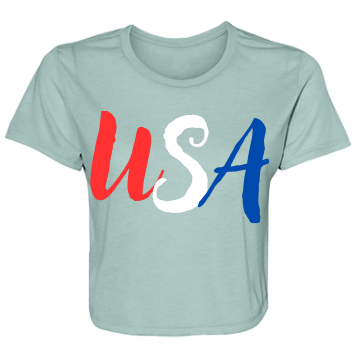 Women's USA  Flowy Cropped Tee (5 Colors)