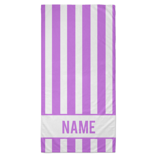 Personalized Striped Beach Towel Purple